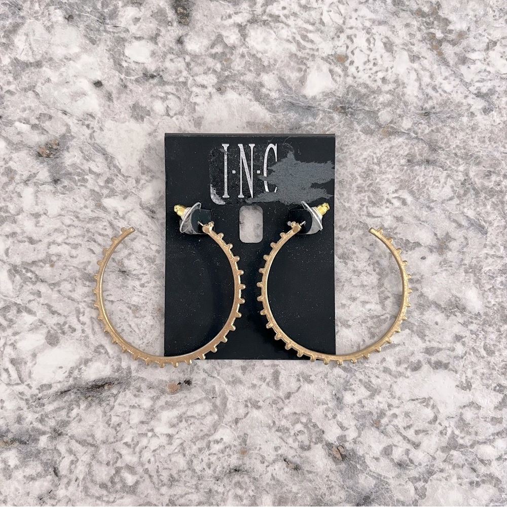 INC International Concepts \ Gold-tone Studded Hoop Earrings